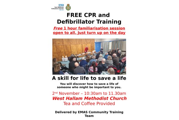 Free CPR and Defibrillator Training - Saturday 2 November